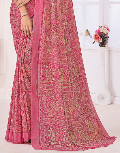 Light Pink Georgette Printed Saree
