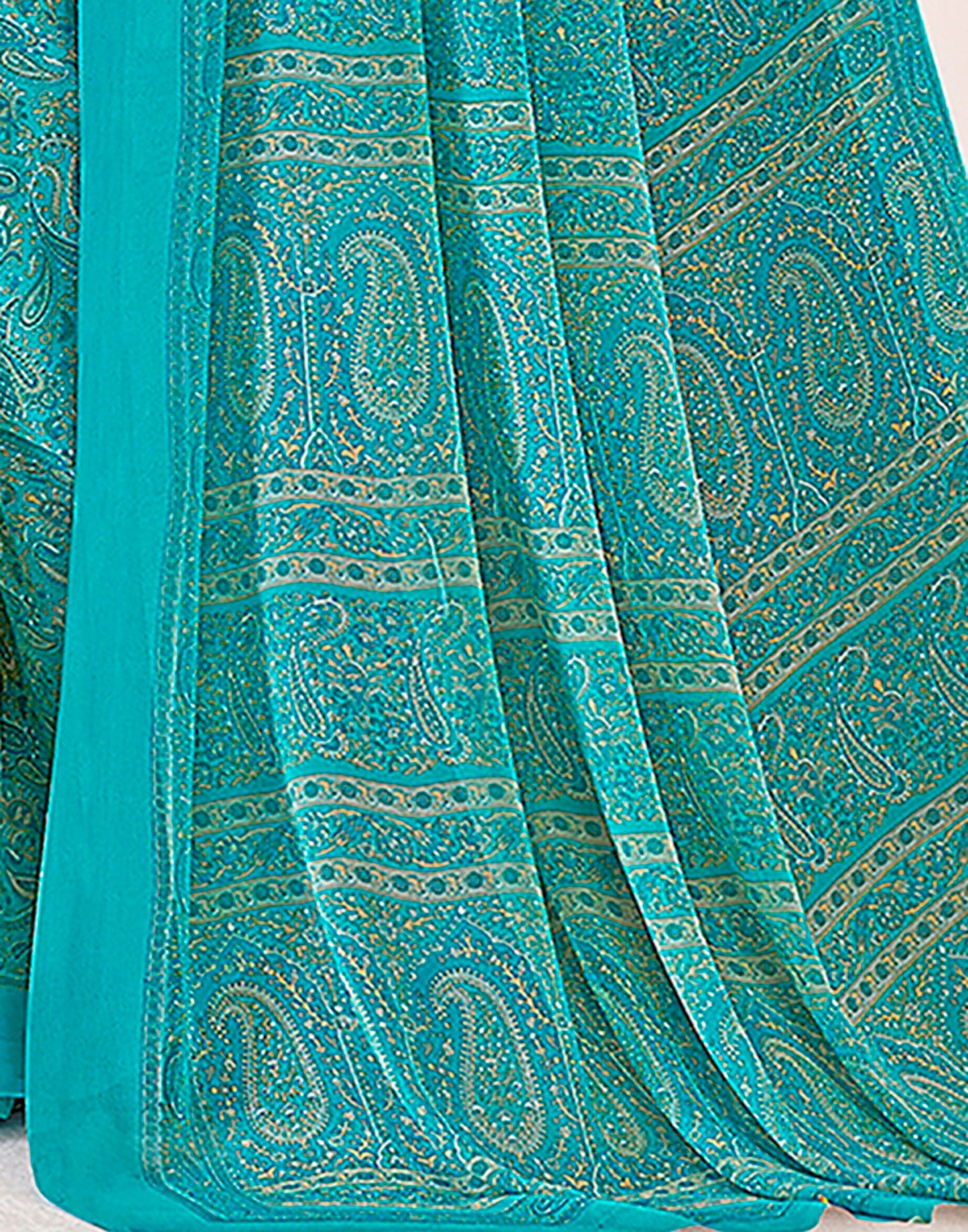 Rama Green Georgette Printed Saree