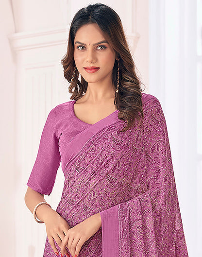 Dusty Pink Georgette Printed Saree