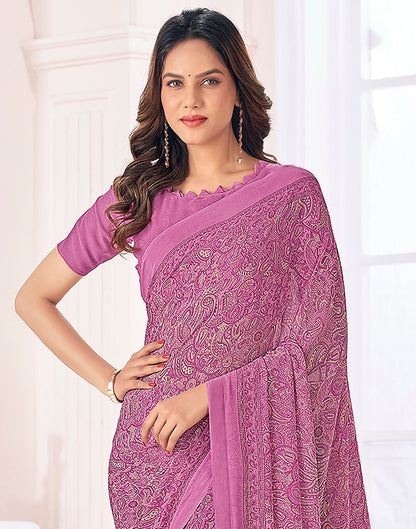 Dusty Pink Georgette Printed Saree