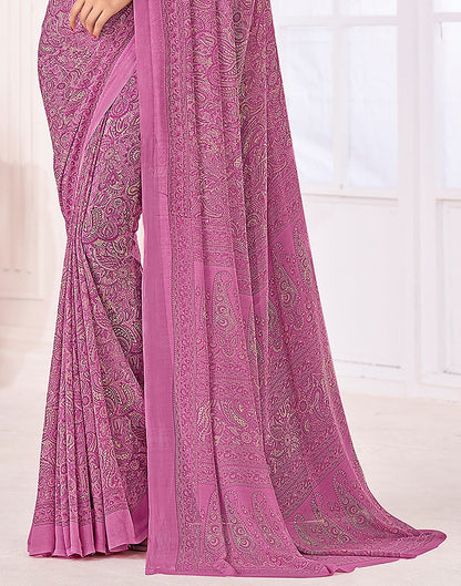 Dusty Pink Georgette Printed Saree