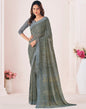 Dark Grey Georgette Printed Saree