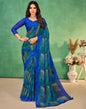 Blue Chiffon Printed Saree