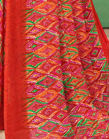 Orange Chiffon Printed Saree
