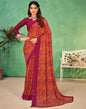 Dark Pink Chiffon Printed Saree