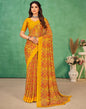 Mustard Yellow Chiffon Printed Saree