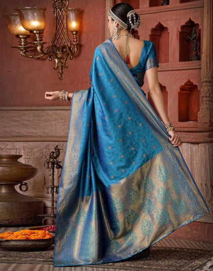 Blue Banarasi Silk Weaving Saree | Leemboodi