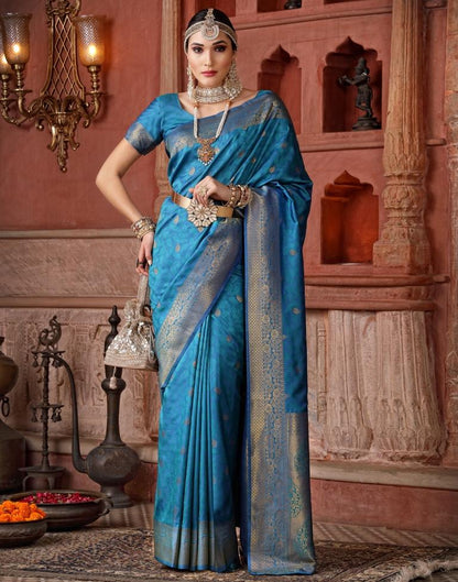 Blue Banarasi Silk Weaving Saree | Leemboodi