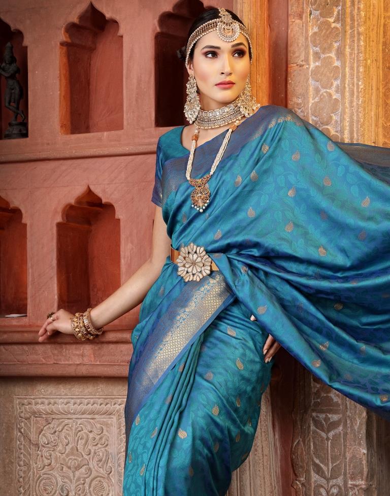 Blue Banarasi Silk Weaving Saree | Leemboodi