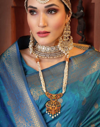 Blue Banarasi Silk Weaving Saree | Leemboodi