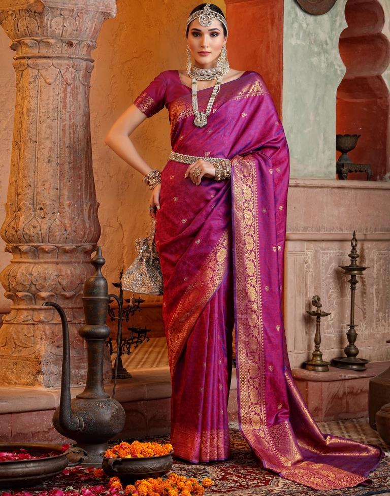 Purple Banarasi Silk Weaving Saree | Leemboodi