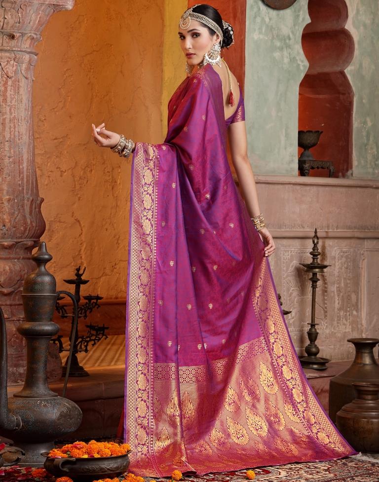Purple Banarasi Silk Weaving Saree | Leemboodi
