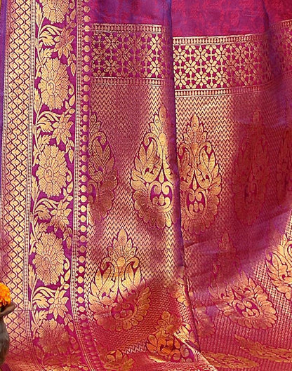 Purple Banarasi Silk Weaving Saree | Leemboodi