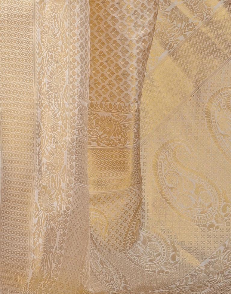 Cream Banarasi Silk Weaving Saree | Leemboodi