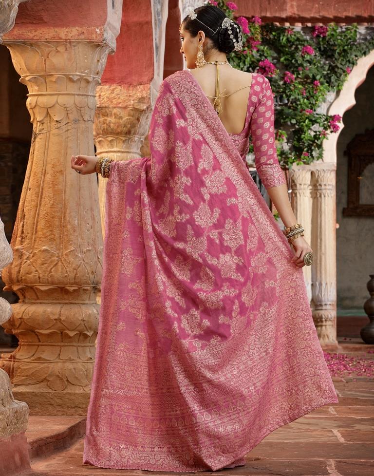 Pink Banarasi Silk Weaving Saree | Leemboodi