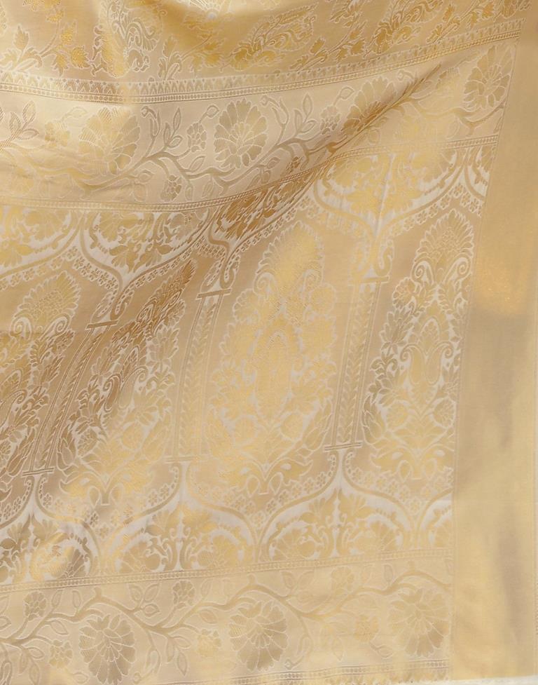 Cream Banarasi Silk Weaving Saree | Leemboodi
