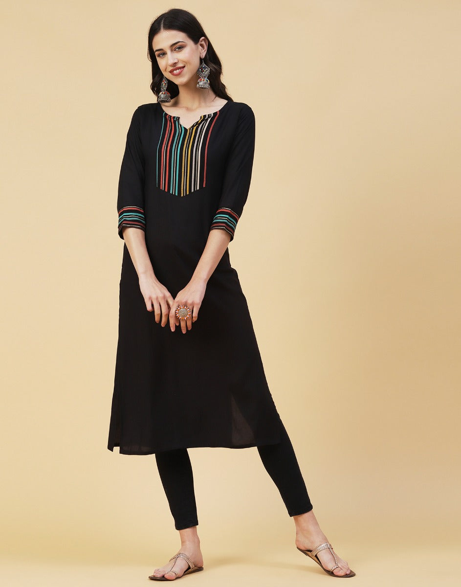 Black Printed Kurta Palazzo Set | Leemboodi