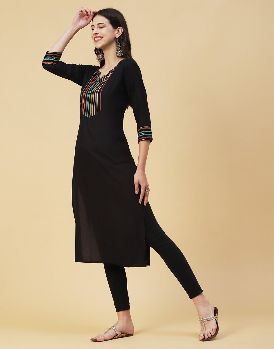 Black Printed Kurta Palazzo Set | Leemboodi