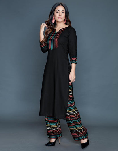 Black Printed Kurta Palazzo Set | Leemboodi