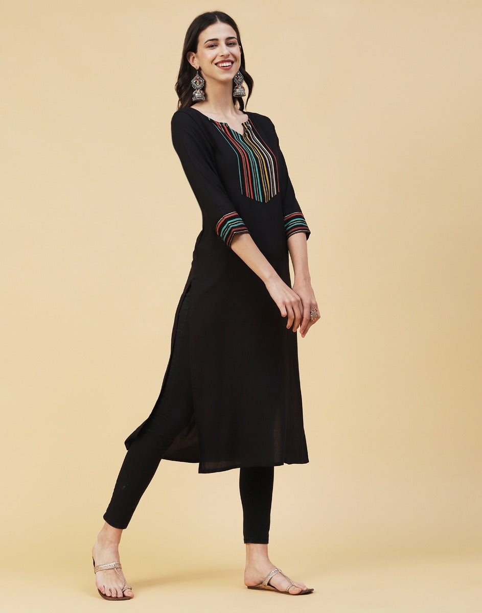 Black Printed Kurta Palazzo Set | Leemboodi