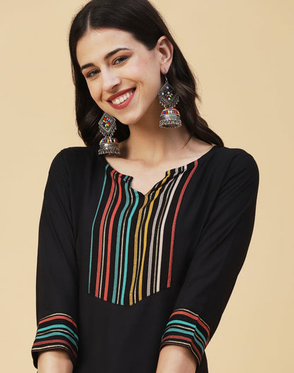 Black Printed Kurta Palazzo Set | Leemboodi