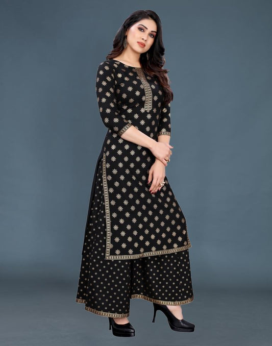 Maroon Printed Kurta Palazzo Set | Leemboodi