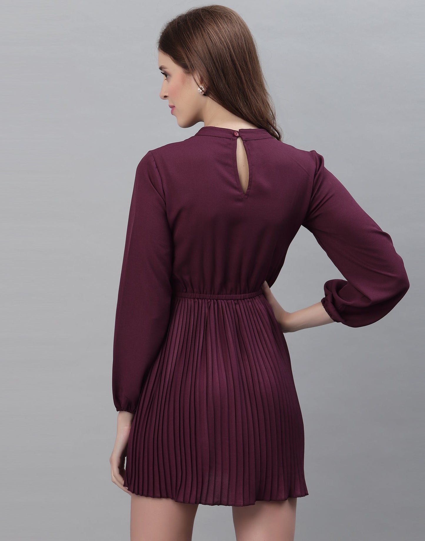 Wine Pleated Dress | Sudathi