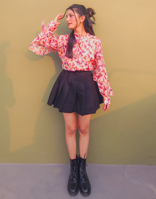 Multicoloured Ruffled Sleeve Top | Sudathi