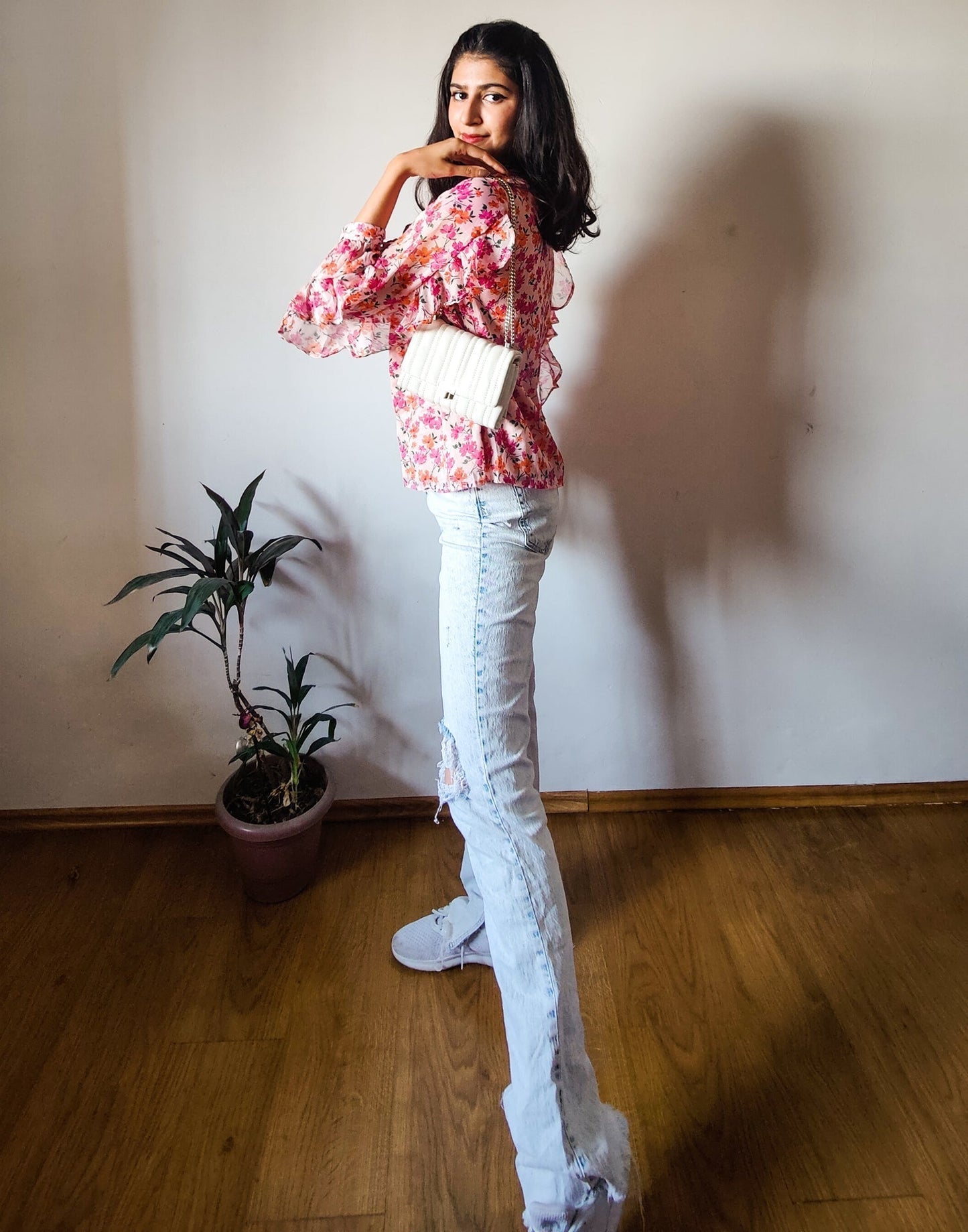 Multicoloured Ruffled Sleeve Top | Sudathi