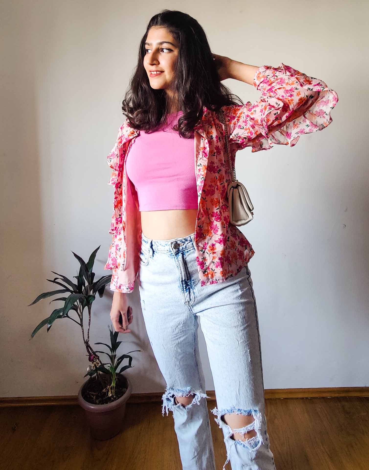 Multicoloured Ruffled Sleeve Top | Sudathi