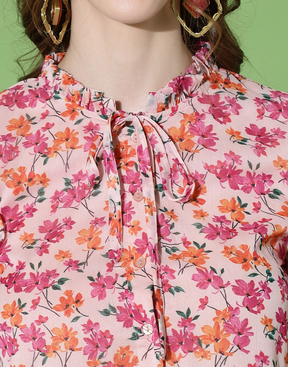 Multicoloured Ruffled Sleeve Top | Sudathi