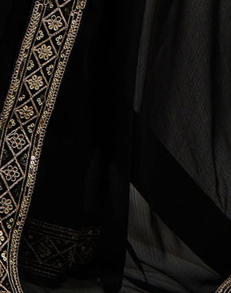 Black Chiffon Plain Saree | Leemboodi