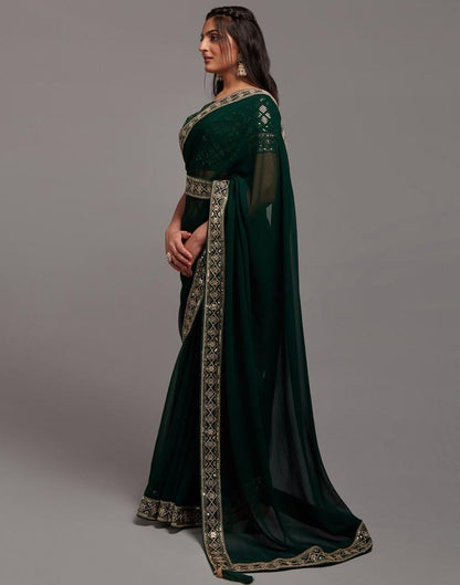 Green Chiffon Plain Saree | Leemboodi