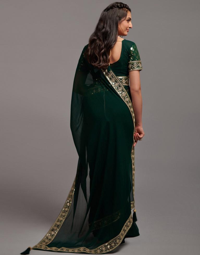 Green Chiffon Plain Saree | Leemboodi