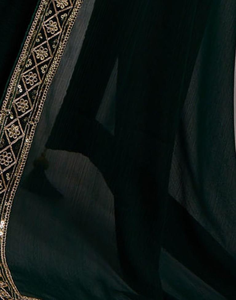 Green Chiffon Plain Saree | Leemboodi