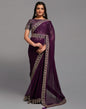 Wine Chiffon Plain Saree | Leemboodi