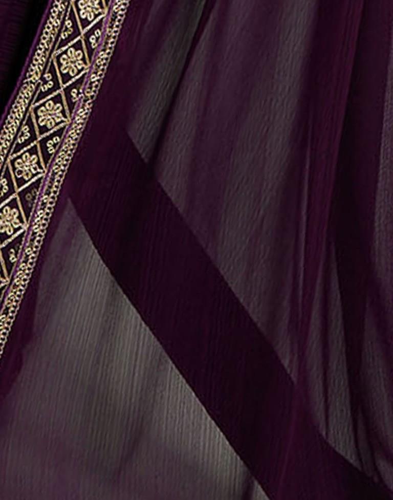 Wine Chiffon Plain Saree | Leemboodi