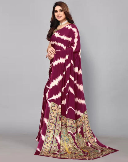 Purple Chiffon Printed Saree