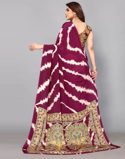 Purple Chiffon Printed Saree