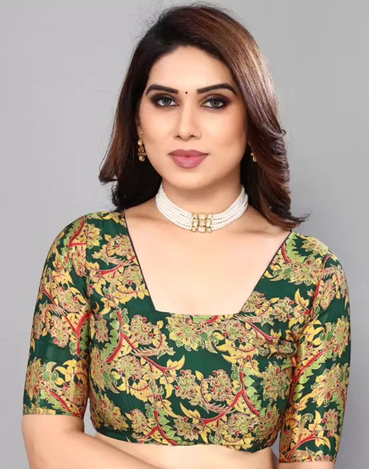 Green Chiffon Printed Saree