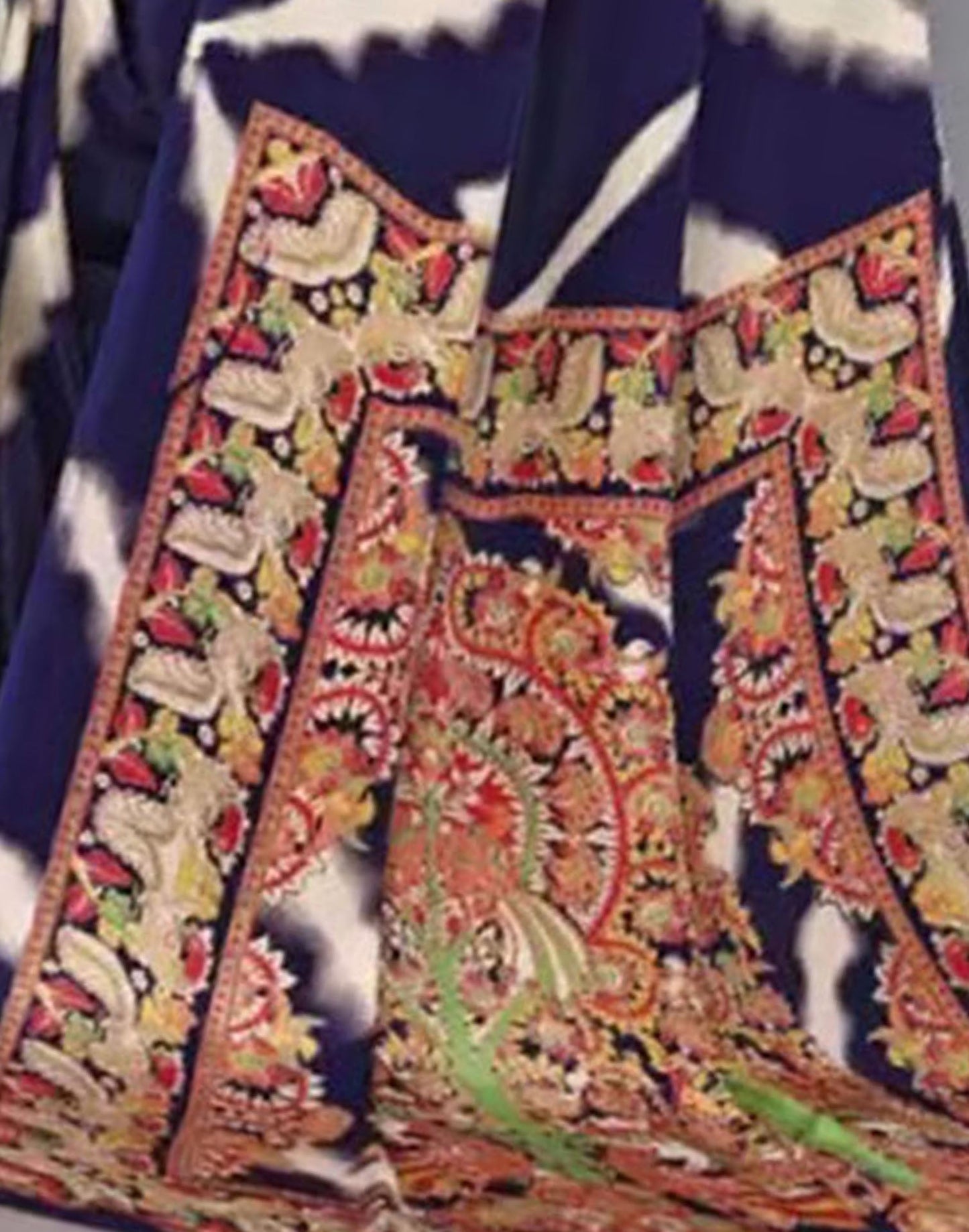 Navy Blue Chiffon Printed Saree