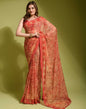 Red Chiffon Printed Saree