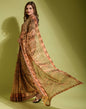 Brown Chiffon Printed Saree