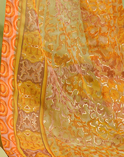 Yellow Chiffon Printed Saree