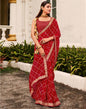 Red Bandhani Georgette Printed Saree | Leemboodi