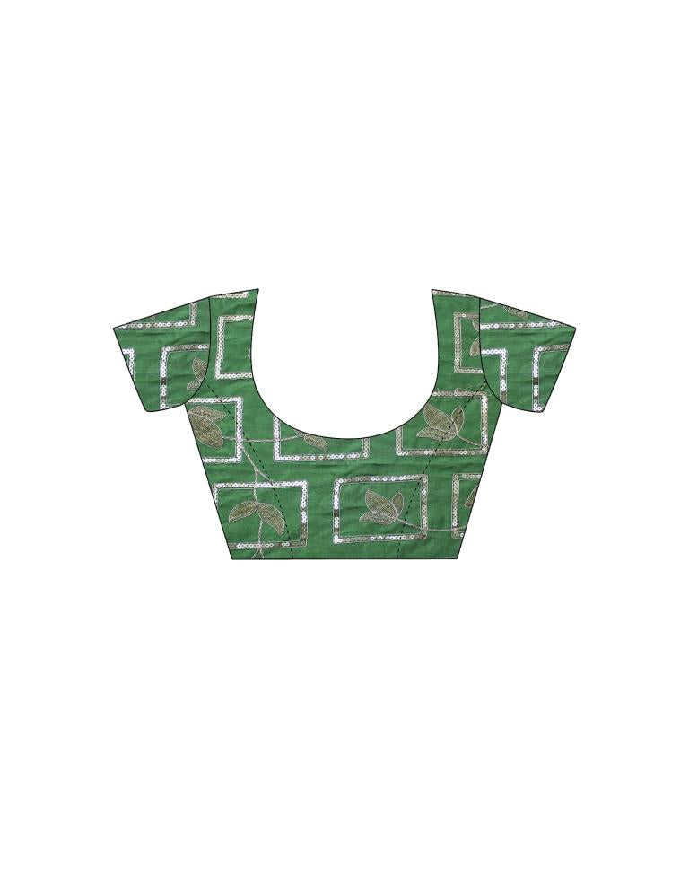 Olive Green Bandhani Georgette Printed Saree | Leemboodi