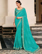 Turquoise Bandhani Georgette Printed Saree | Leemboodi