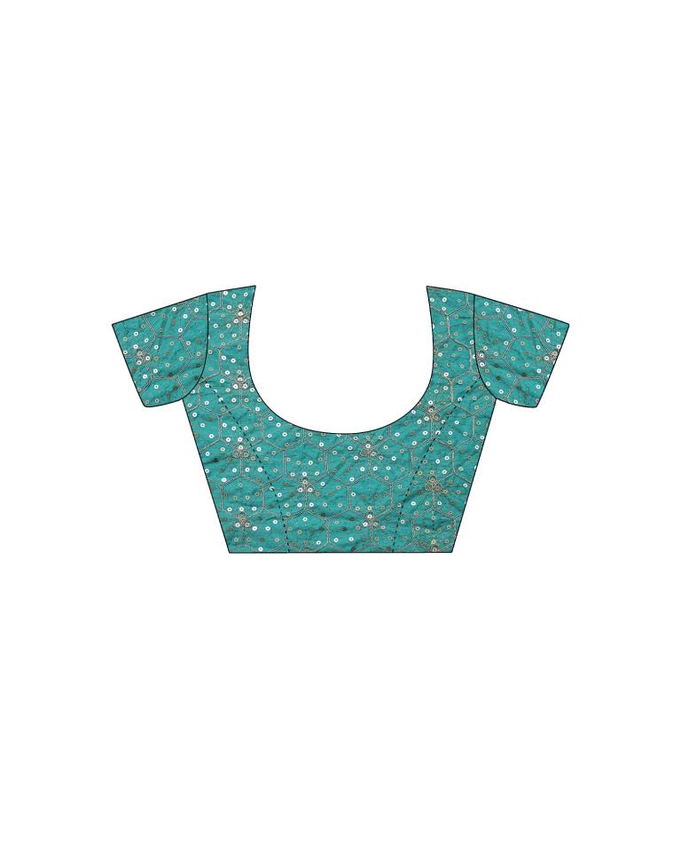 Turquoise Bandhani Georgette Printed Saree | Leemboodi