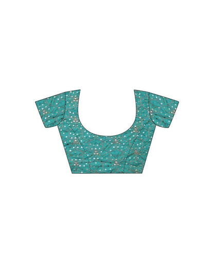 Turquoise Bandhani Georgette Printed Saree | Leemboodi