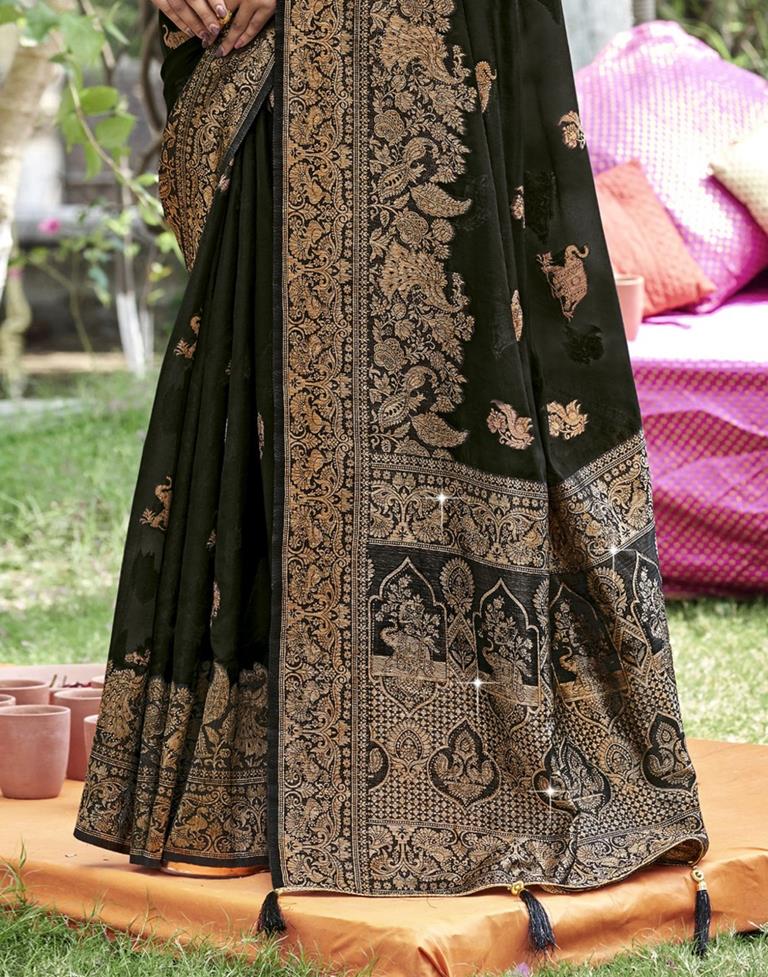 Black Banarasi Silk Weaving Saree | Leemboodi